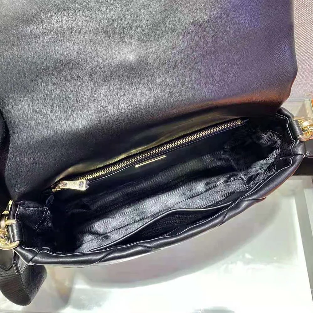 Prada System Nappa Leather Patchwork Bag for Women in Black Prada System Nappa Leather Patchwork Bag for Women in Black
