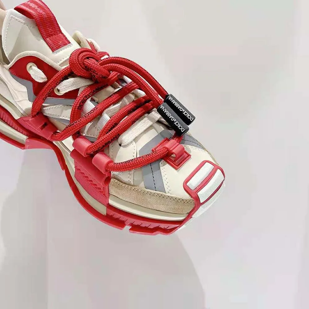 Dolce Gabbana D&G Mixed-Material Space Sneakers for Men in Red