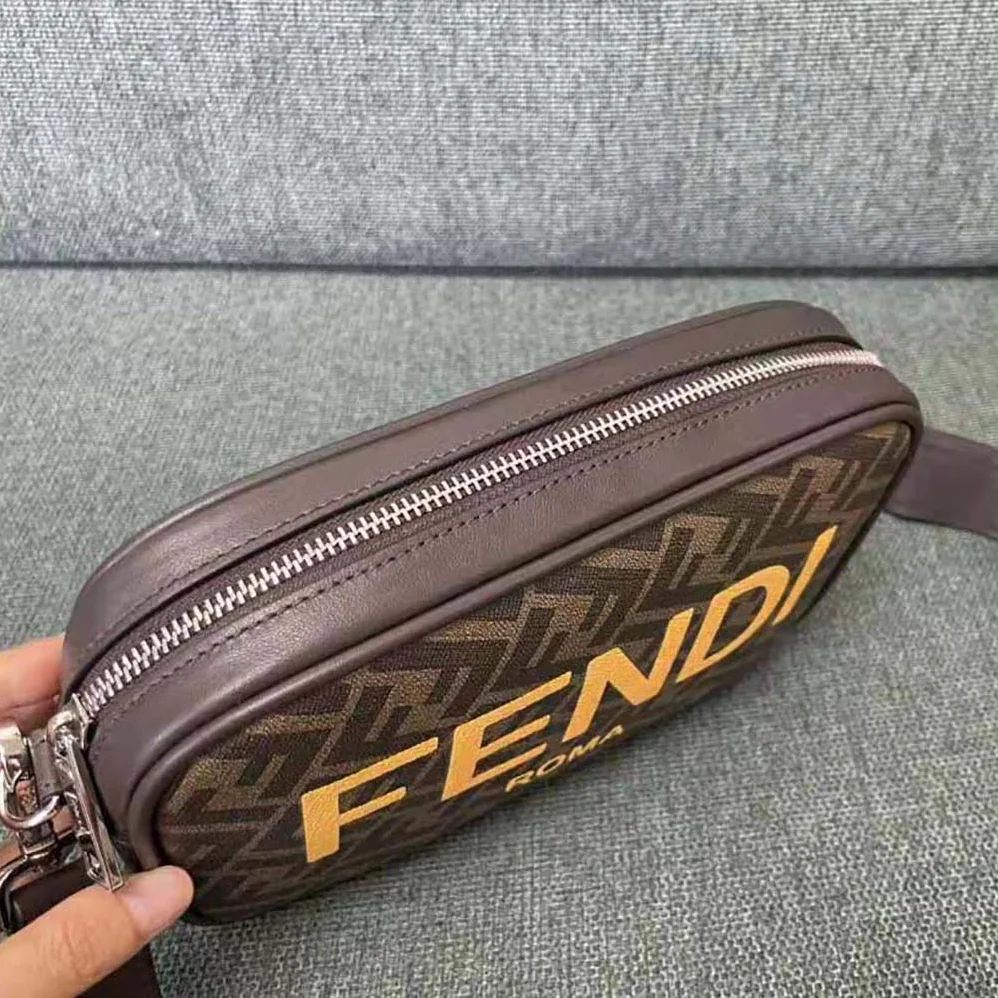Fendi Camera Case Brown FF Fabric Bag for Men