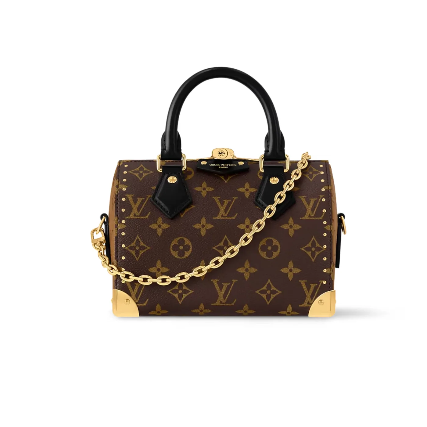 Louis Vuitton Speedy Trunk 20 Top Handle Bag in Monogram Canvas Gold Hardware Louis Vuitton Speedy Trunk 20 Top Handle Bag in Monogram Canvas Gold Hardware