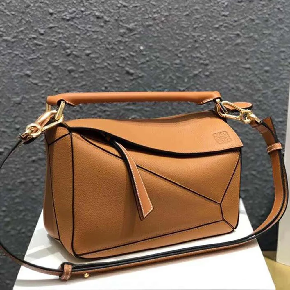 Loewe Puzzle Small Bag in Classic Calf Leather for Women in Brown
