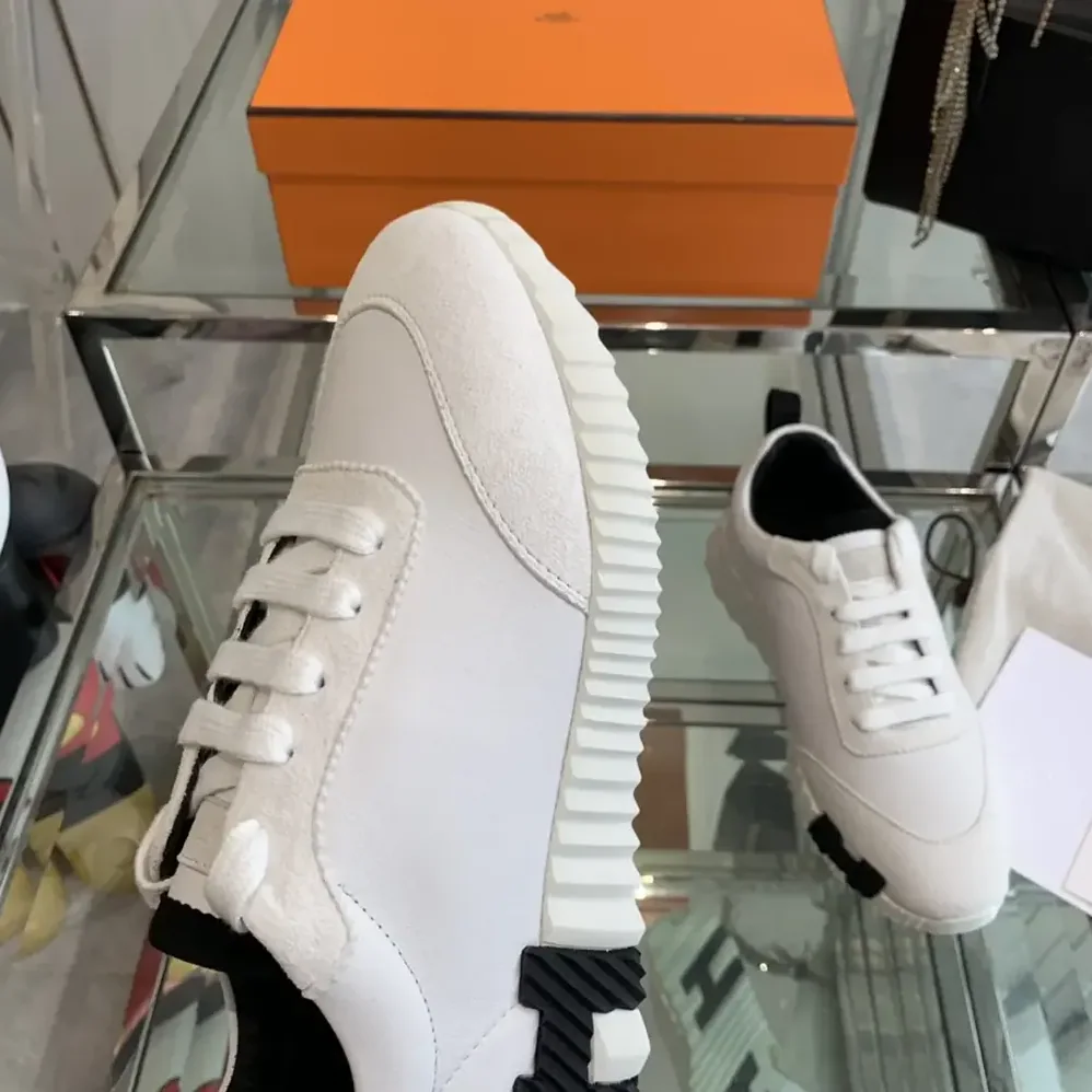 Hermes Bouncing Sneaker-White/Black H242250Z for Unisex