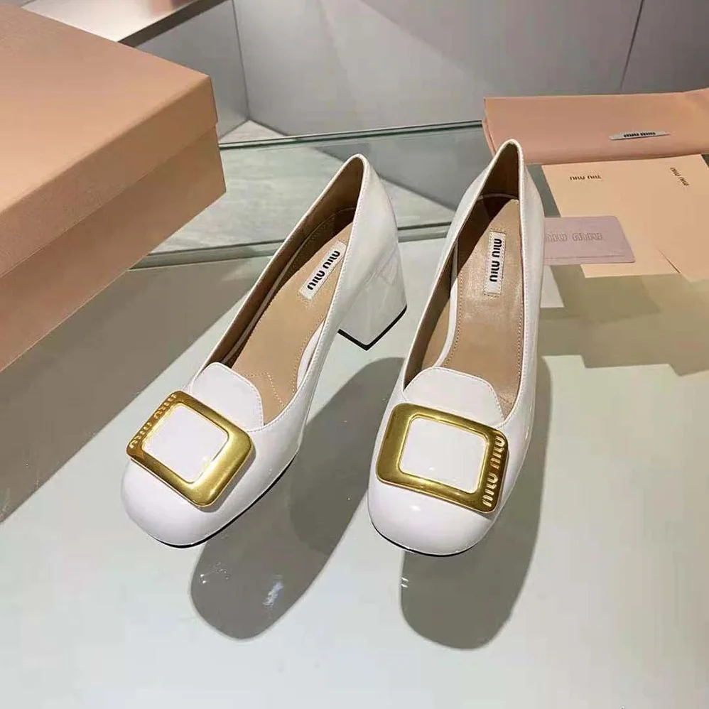 Miu Miu Patent Leather Pumps in 65 mm Heel Height for Women in White Miu Miu Patent Leather Pumps in 65 mm Heel Height for Women in White
