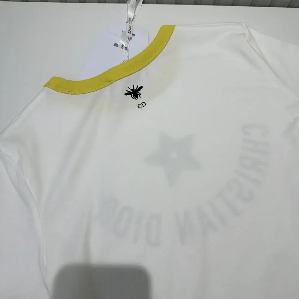 Dior Dioriviera T-Shirt Ecru and Lemon Yellow Cotton Jersey for Women
