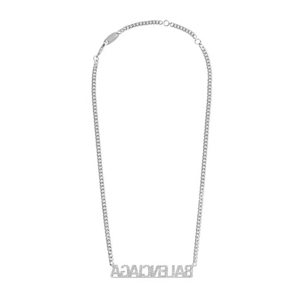 Balenciaga Typo Mirror Necklace in Shiny Silver for Women