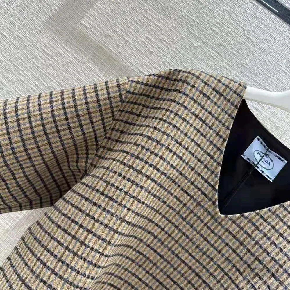 Prada Cashgora Check Top with Triangle logo for Women Prada Cashgora Check Top with Triangle logo for Women