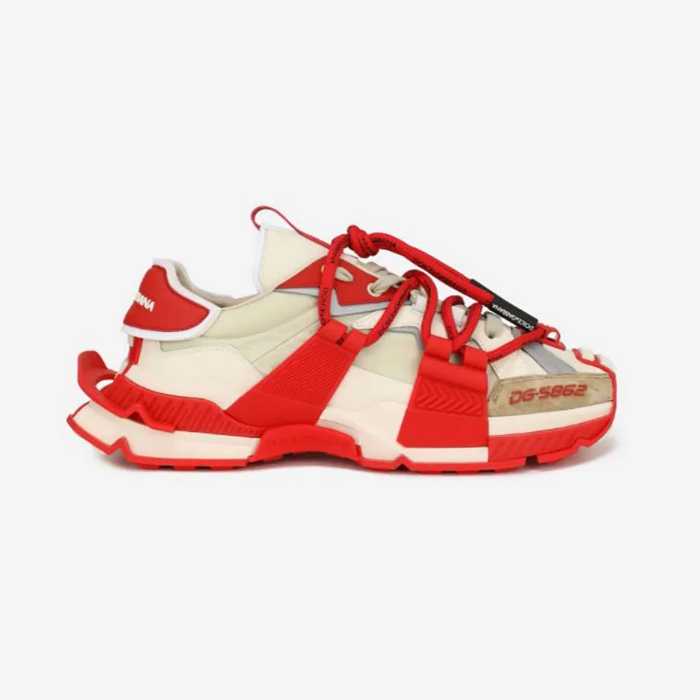 Dolce Gabbana D&G Mixed-Material Space Sneakers for Men in Red