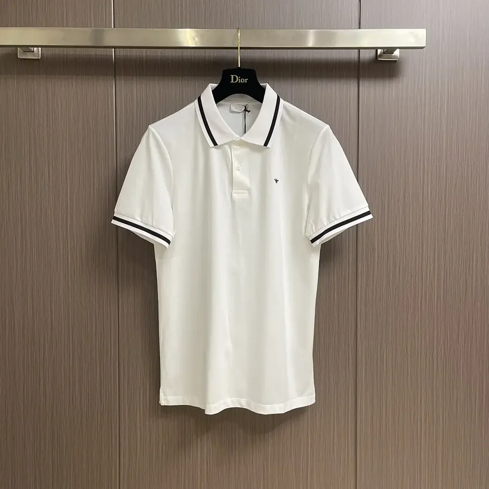 Dior Polo Shirt with Bee Embroidery White Cotton Piqué for Men