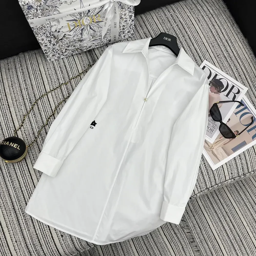 Dior Blouse White Cotton Poplin for Women Dior Blouse White Cotton Poplin for Women