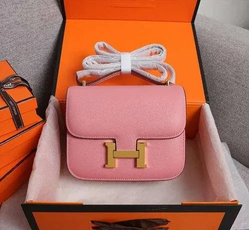Hermes Constance 18 Crossbody Bag in Pink Gold Hardware