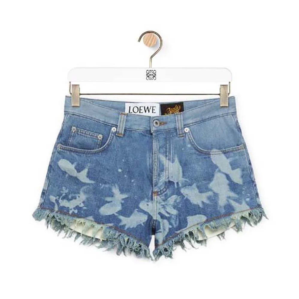 Loewe Fish Shorts in Denim for Women Loewe Fish Shorts in Denim for Women