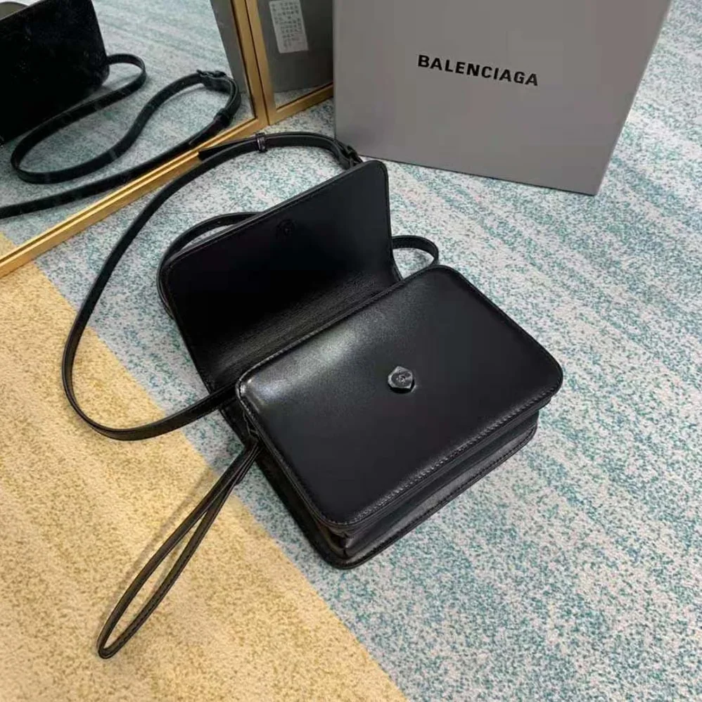 Balenciaga B Small Bag in Black Shiny Calfskin for Women