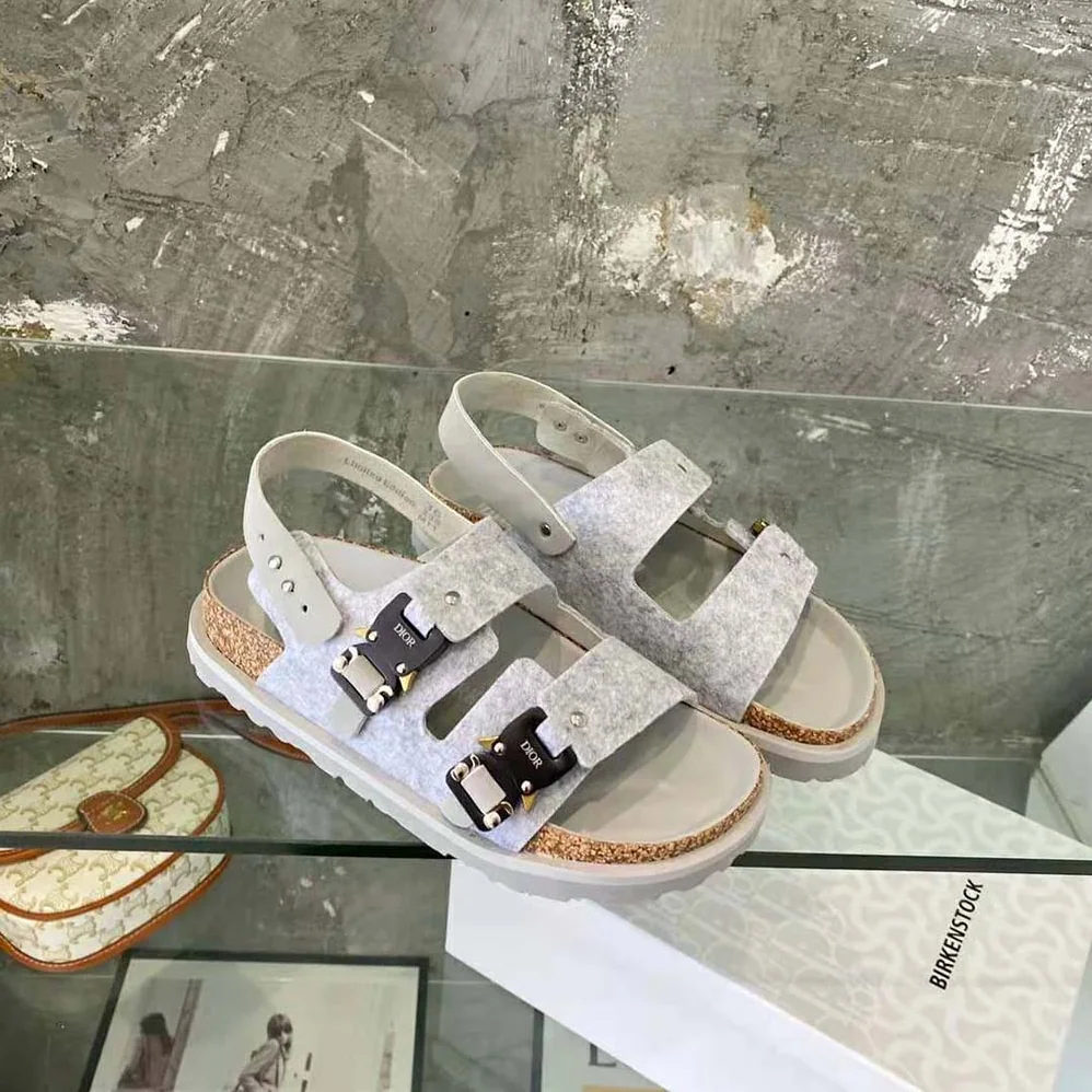 Dior Dior by Birkenstock Milano Sandal Dior Gray Felted Wool and Nubuck Calfskin for Men