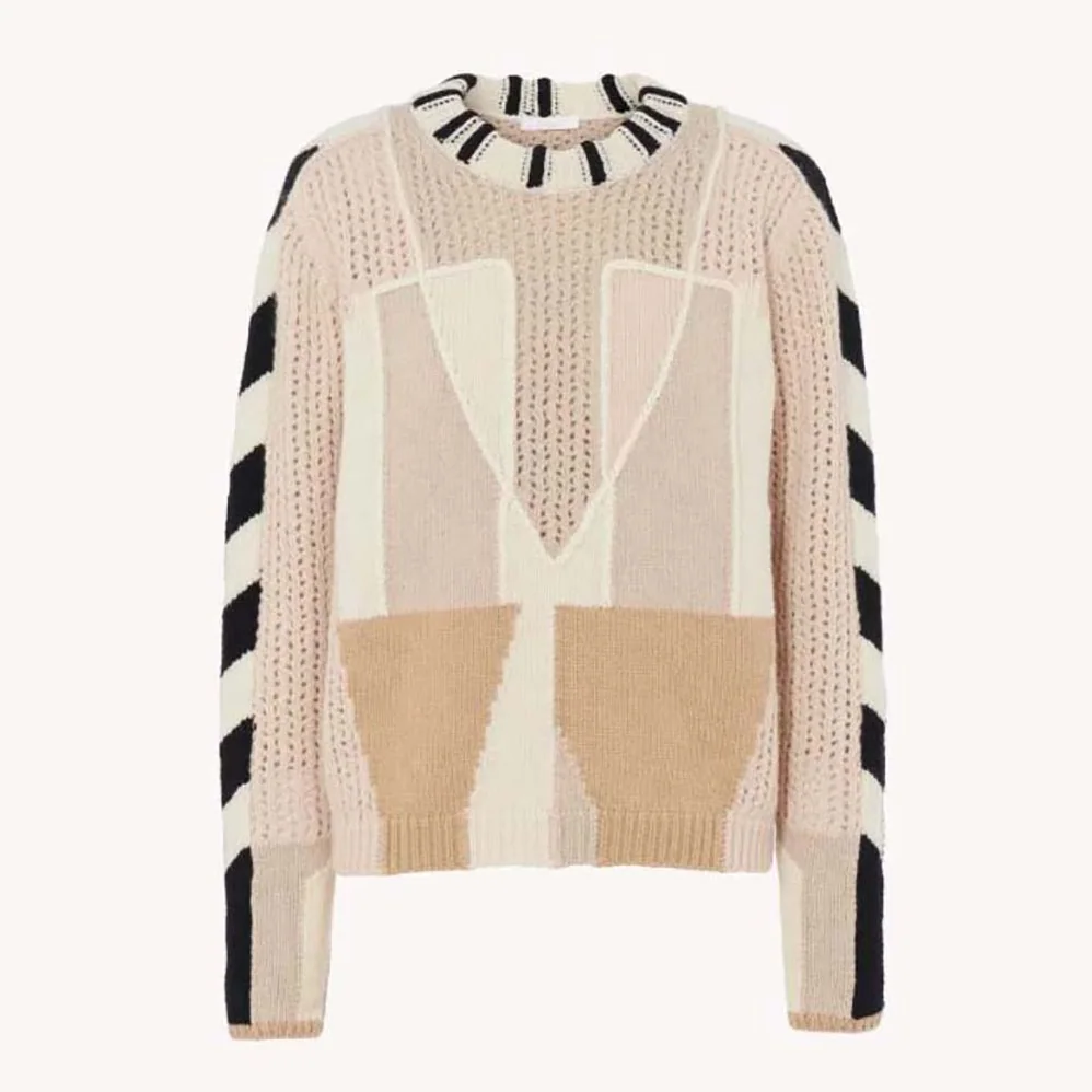 Chloe Graphic Knit Sweater for Women in Beige Chloe Graphic Knit Sweater for Women in Beige