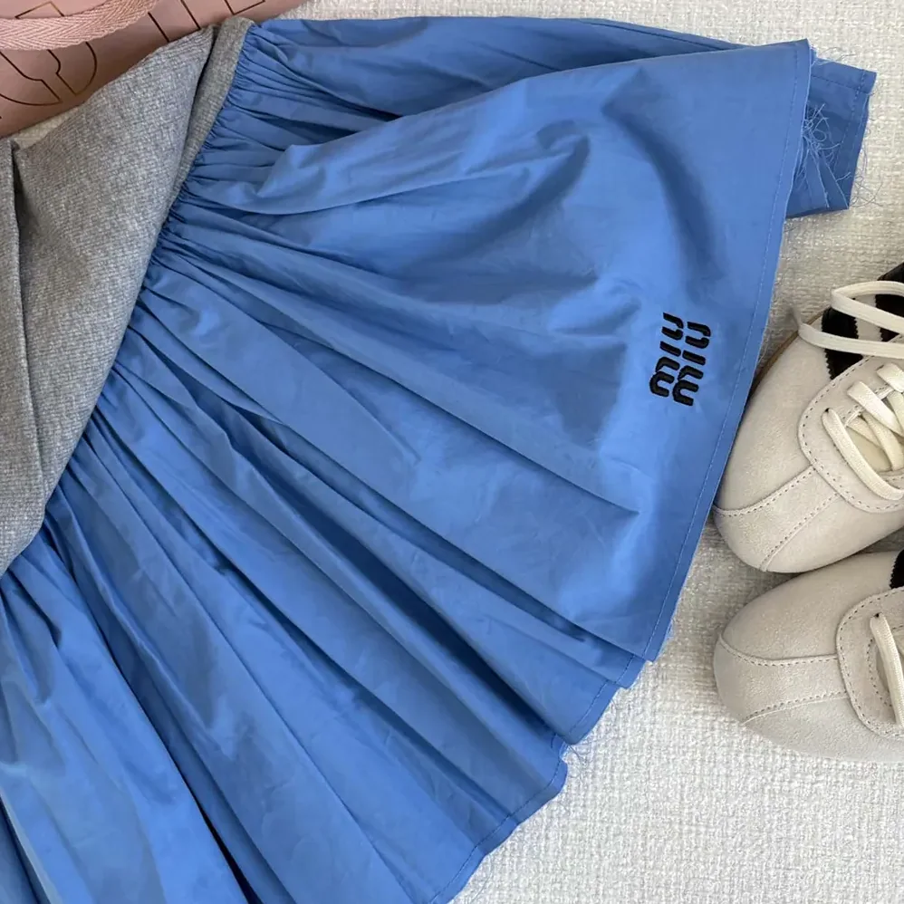 Miu Miu Poplin and Jersey Miniskirt for Women in Blue Miu Miu Poplin and Jersey Miniskirt for Women in Blue