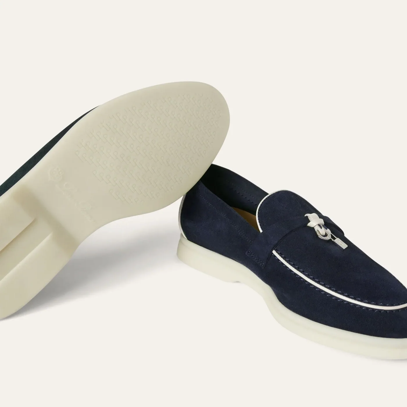 Loro Piana Summer Charms Walk Loafers Navy Blue – FAL5899