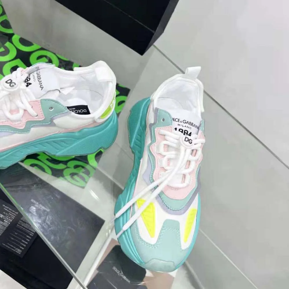 Dolce Gabbana D&G Mixed-Materials Daymaster Sneakers for Unisex in Lime Dolce Gabbana D&G Mixed-Materials Daymaster Sneakers for Unisex in Lime