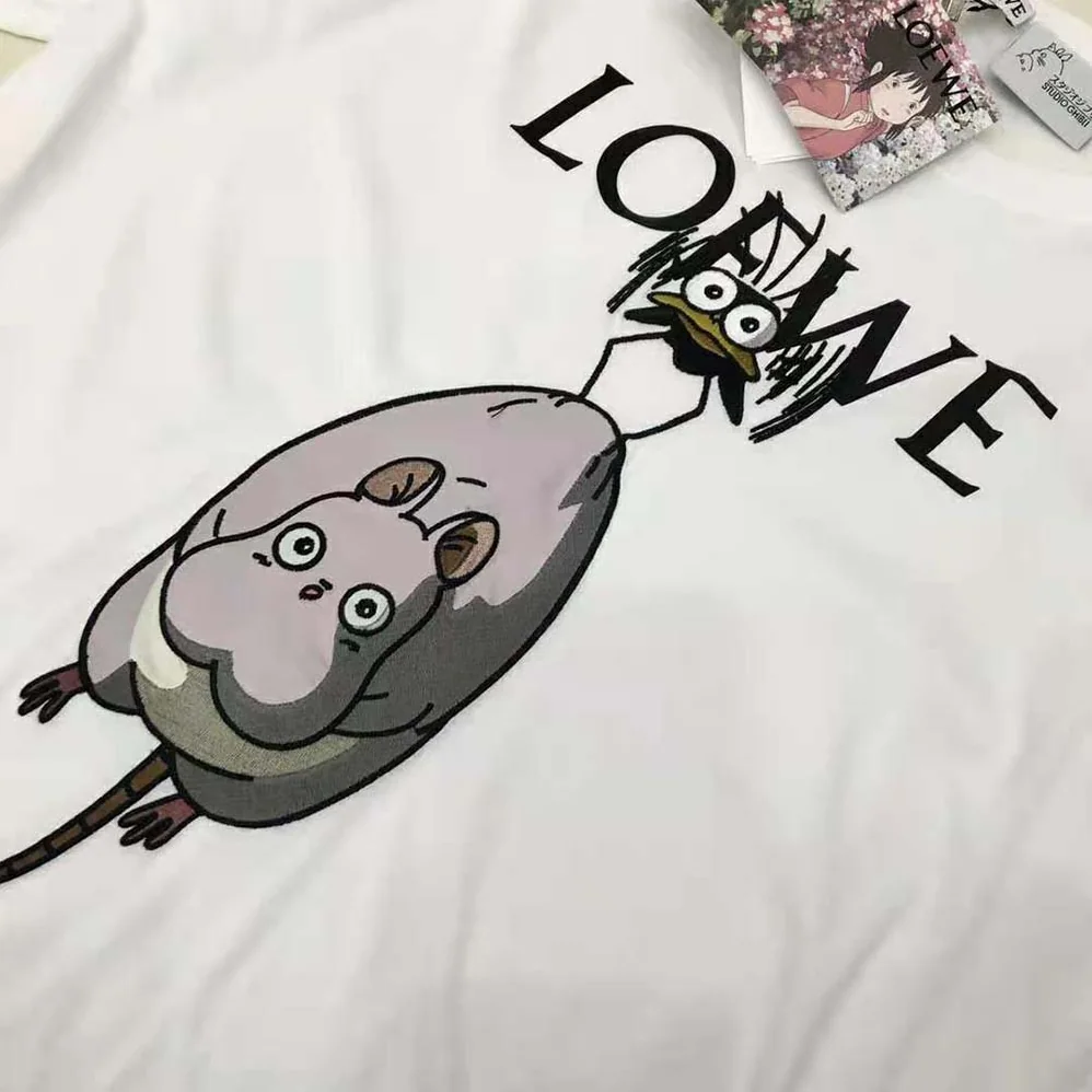 Loewe Yu-Bird T-shirt in Cotton for Women in White Loewe Yu-Bird T-shirt in Cotton for Women in White