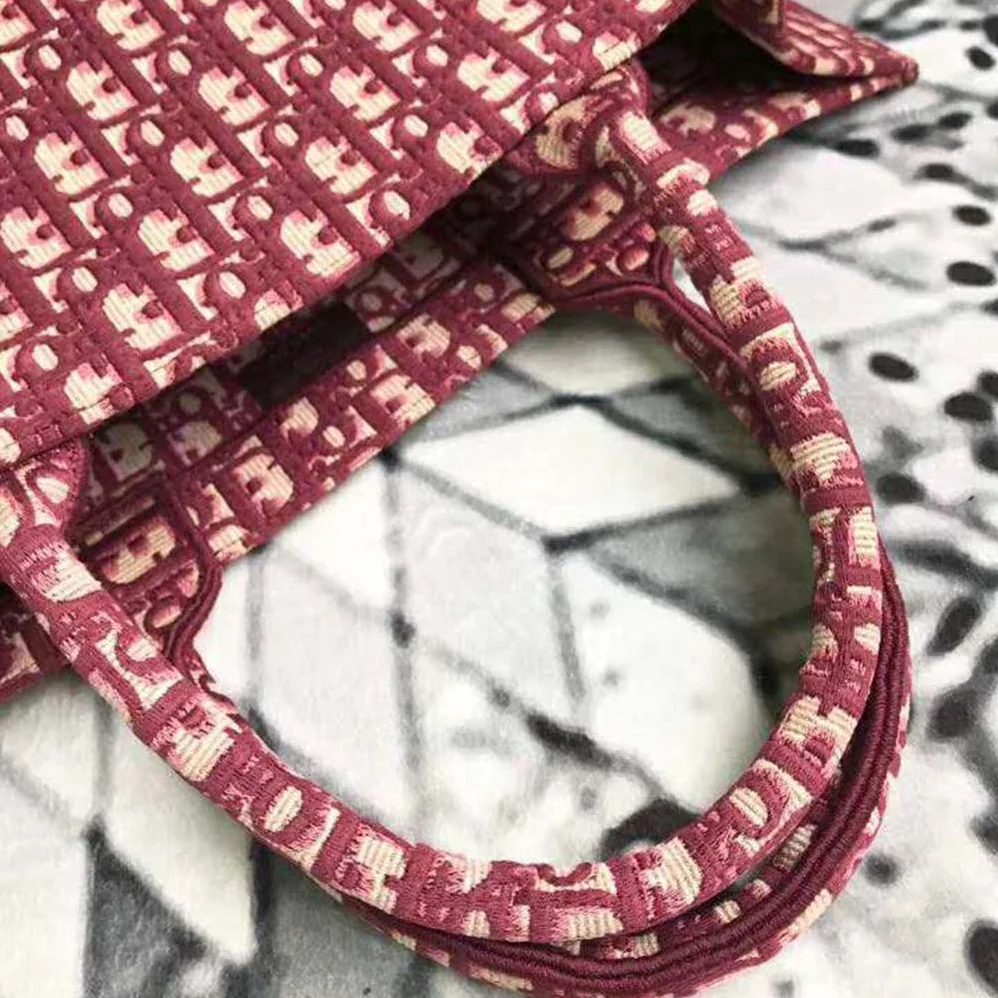 Dior Book Tote Dior Oblique Bag in Embroidered Canvas for Women in Maroon