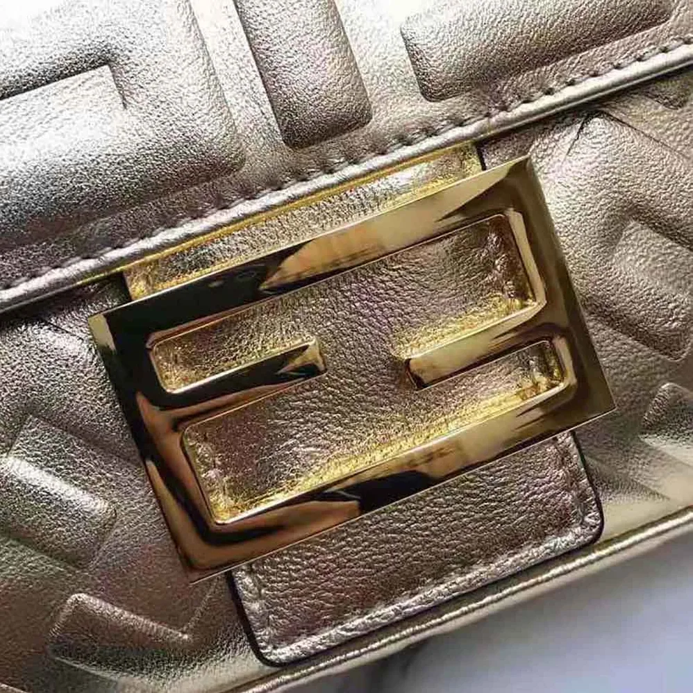 Fendi Baguette Fendi Prints On Leather Bag for Women in Gold Fendi Baguette Fendi Prints On Leather Bag for Women in Gold