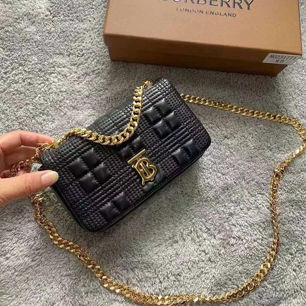 Burberry Mini Quilted Lambskin Lola Bag for Women in Black Burberry Mini Quilted Lambskin Lola Bag for Women in Black