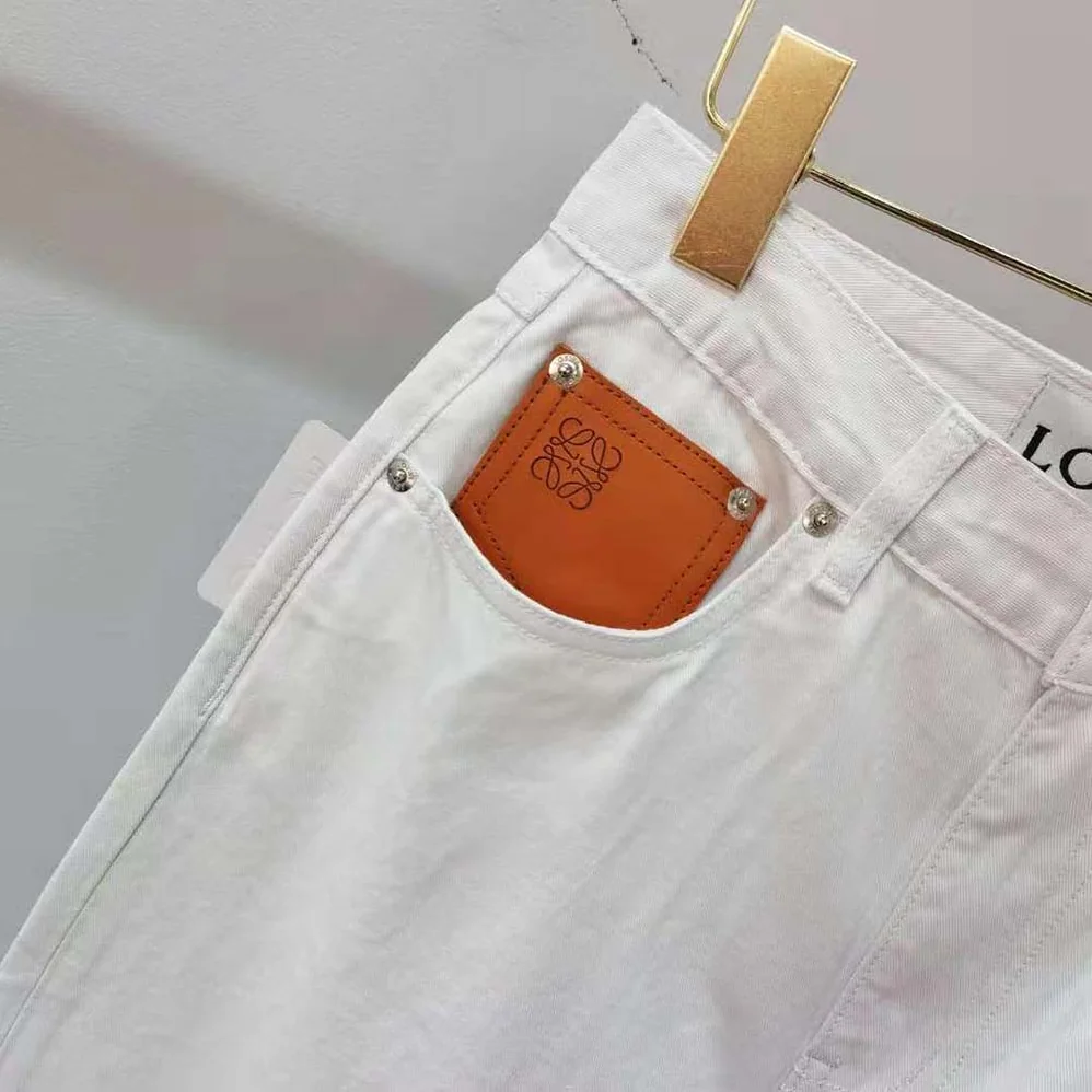 Loewe Fisherman Turn up Jeans in Denim for Women in White Loewe Fisherman Turn up Jeans in Denim for Women in White