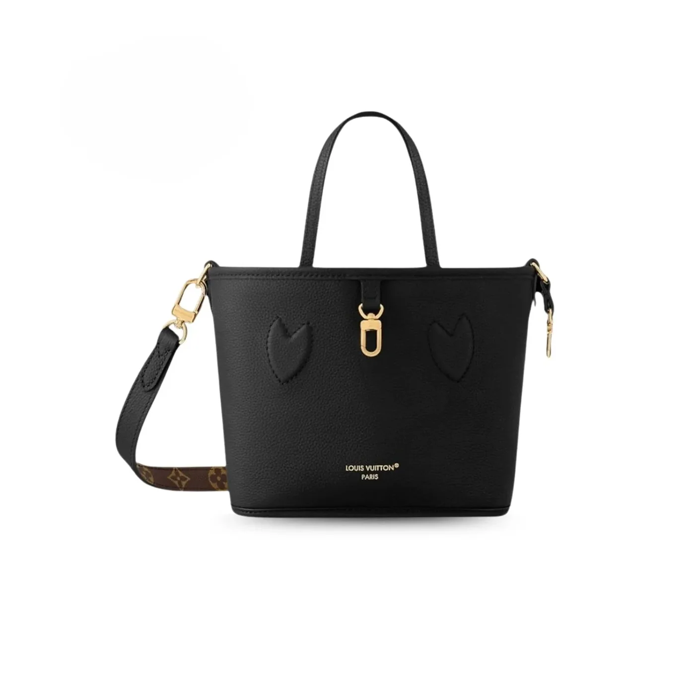Louis Vuitton Neverfull Bandouliere Inside Out BB Tote Bag in Black Gold Hardware