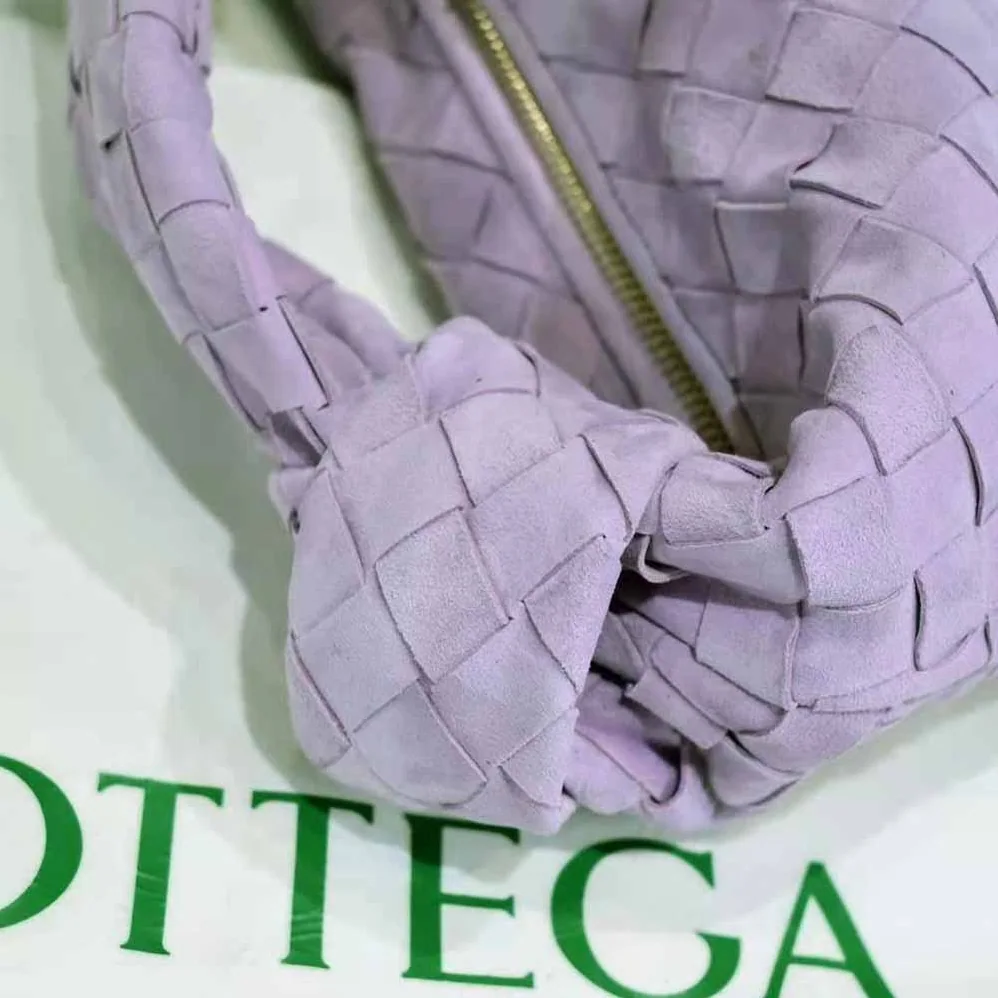 Bottega Veneta Mini Jodie Mini Intrecciato Suede Top Handle Bag for Women in Purple