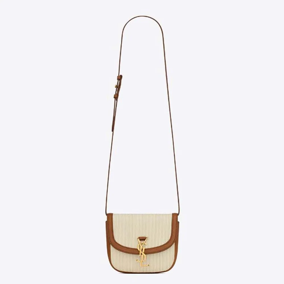 Saint Laurent YSL Kaia Small in Canvas and Vegetable for Women in tanned Leather Saint Laurent YSL Kaia Small in Canvas and Vegetable for Women in tanned Leather