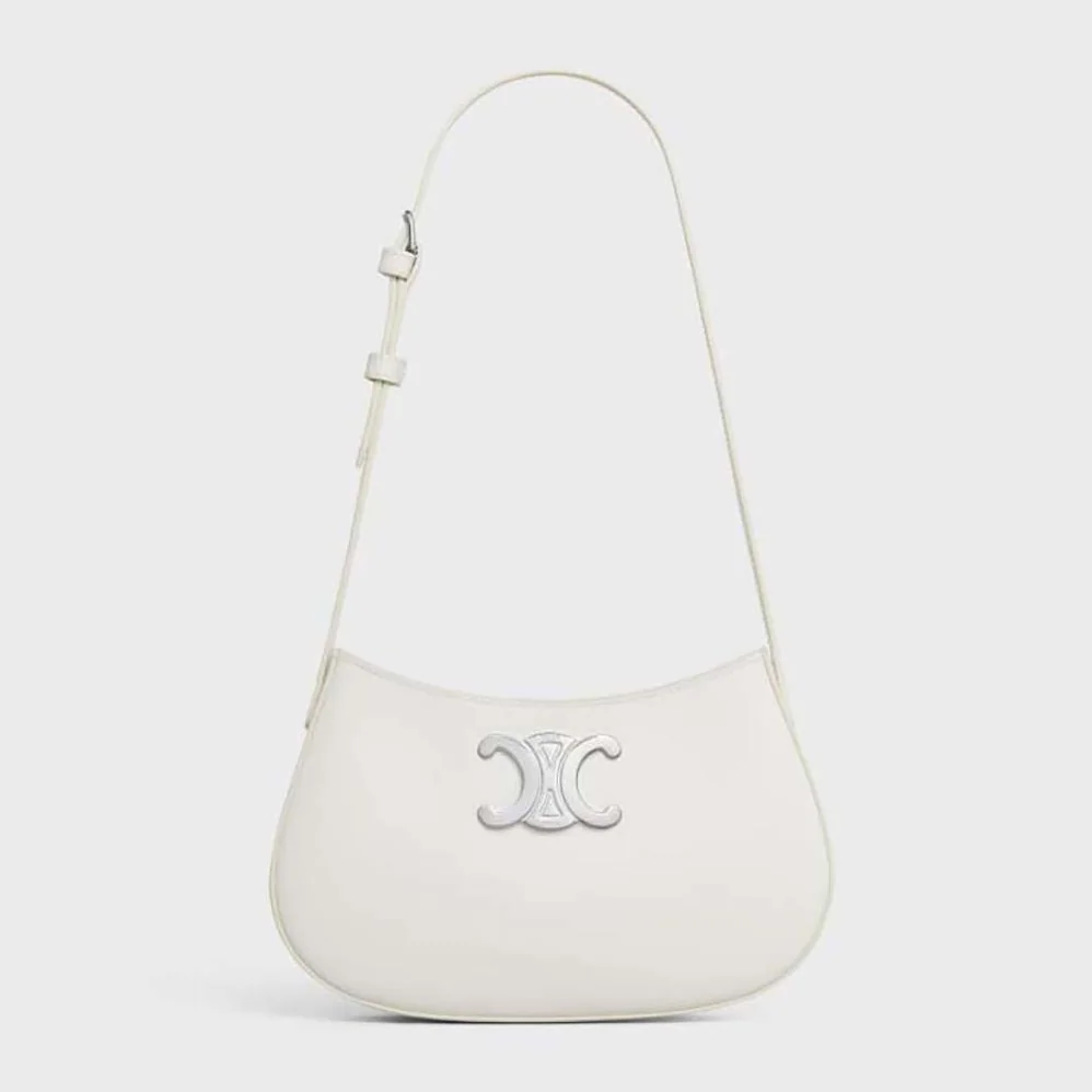 Celine Medium Tilly Bag in Shiny Calfskin for Women in White