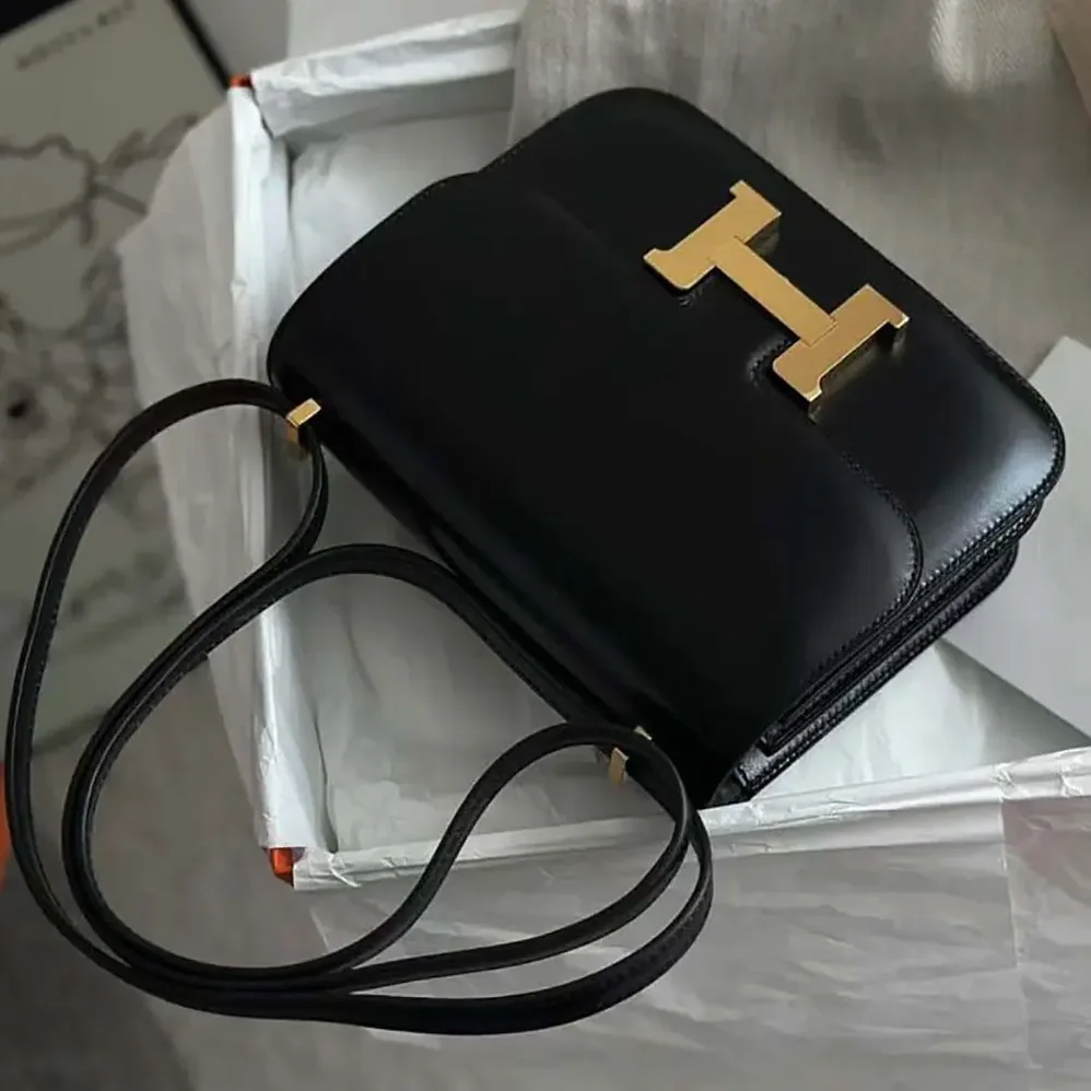 Hermes Constance 24 Bag Box Leather for Women in Black/Gold