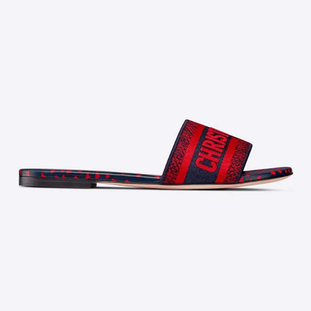 Dior Dway Slide Navy Blue and Red Hearts I Love Paris Embroidered Cotton for Women Dior Dway Slide Navy Blue and Red Hearts I Love Paris Embroidered Cotton for Women