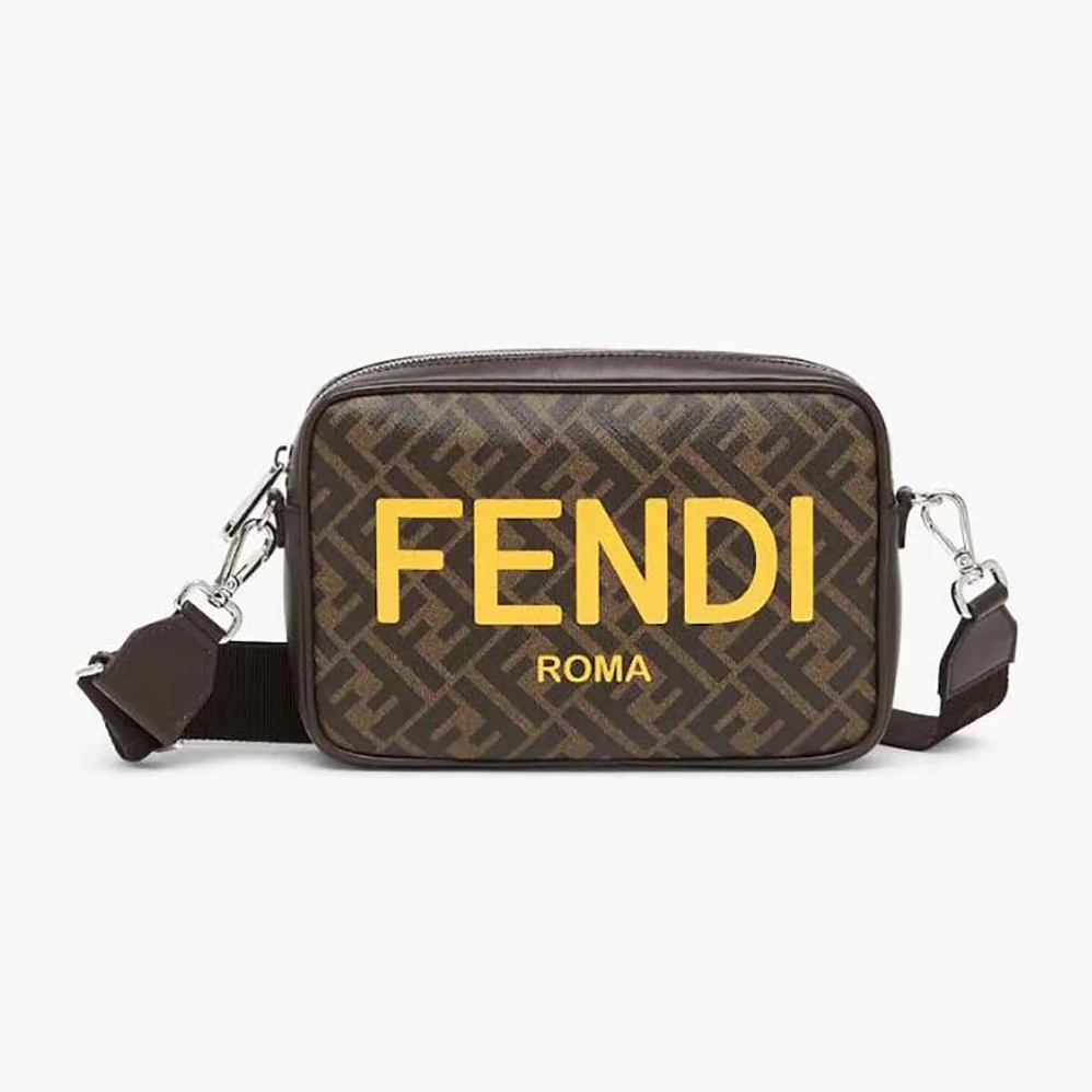 Fendi Camera Case Brown FF Fabric Bag for Men