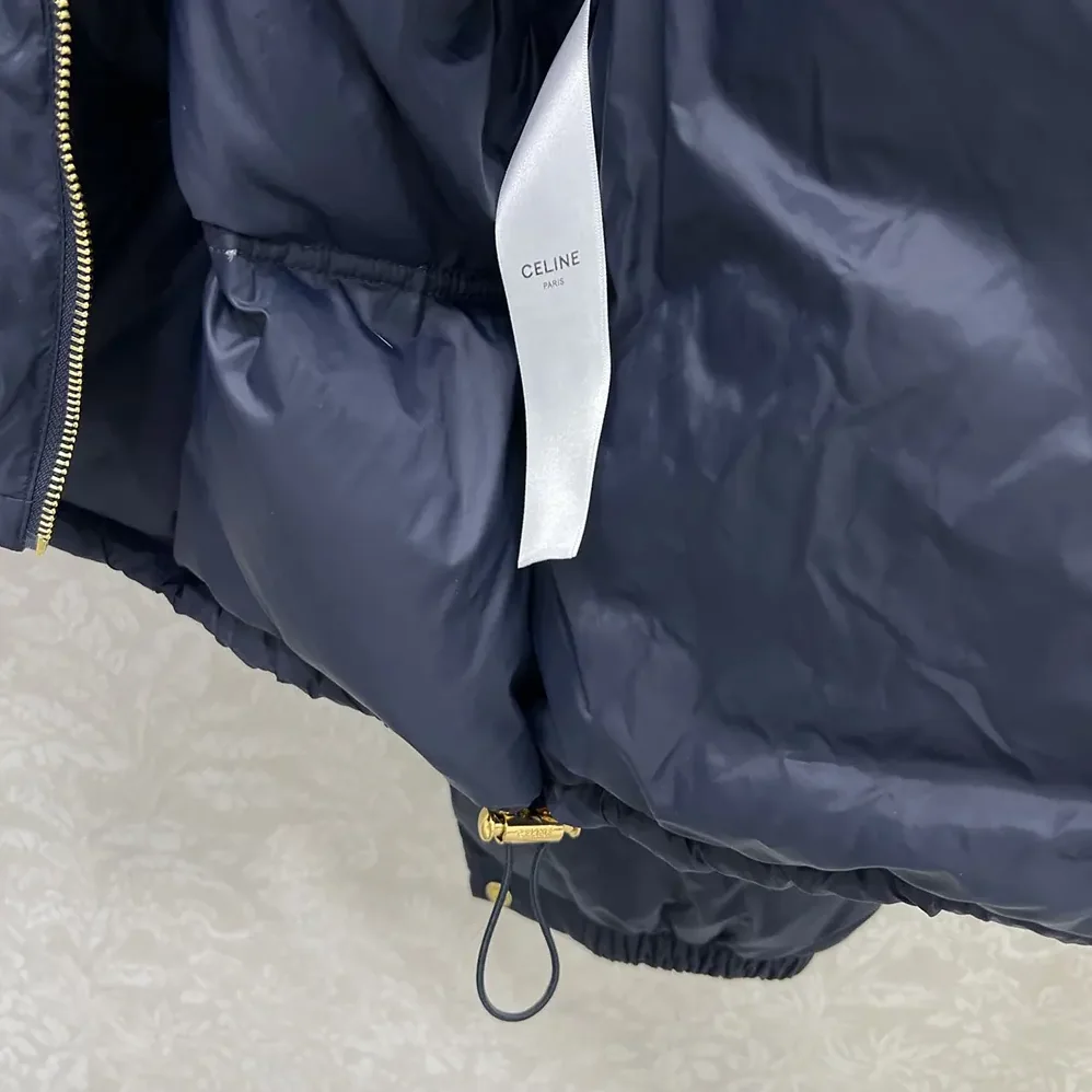 Celine Puffer Jacket In Light Nylon for Women in Navy