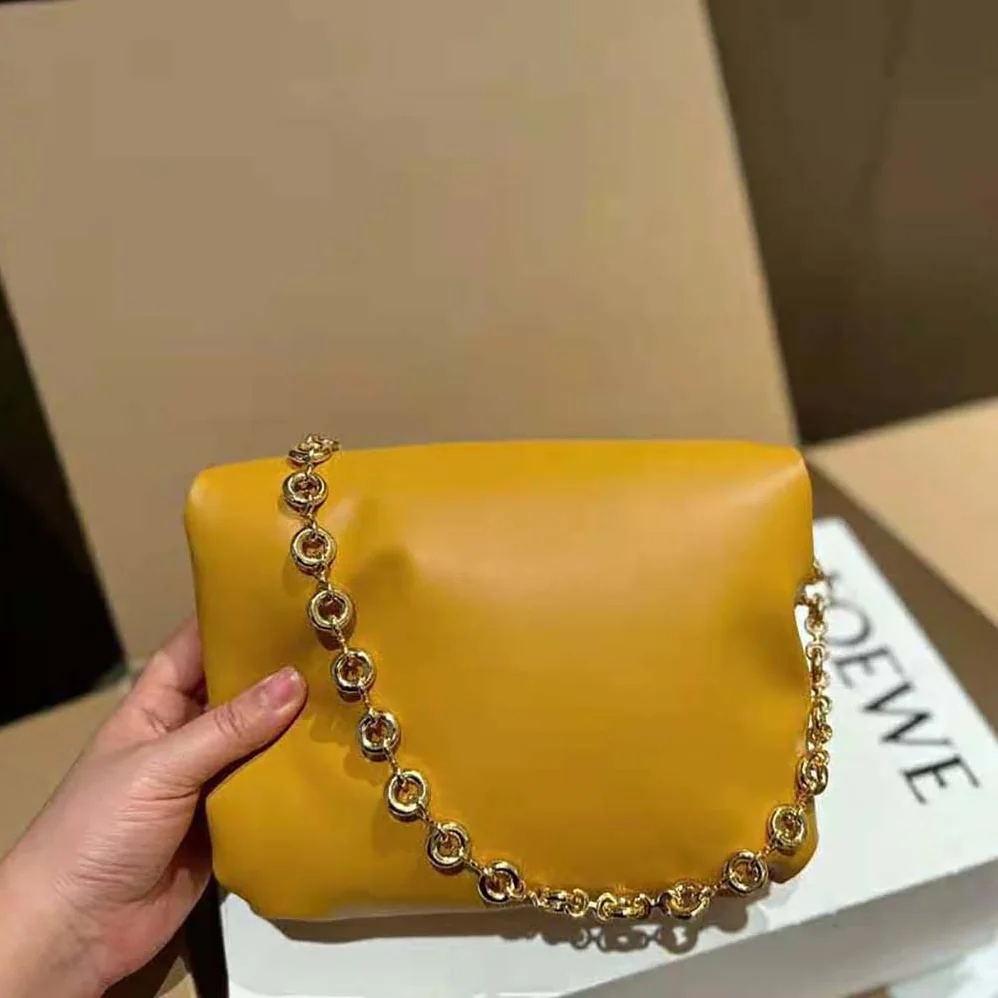 Loewe Puffer Goya Bag in Shiny Nappa Lambskin for Women in Brown