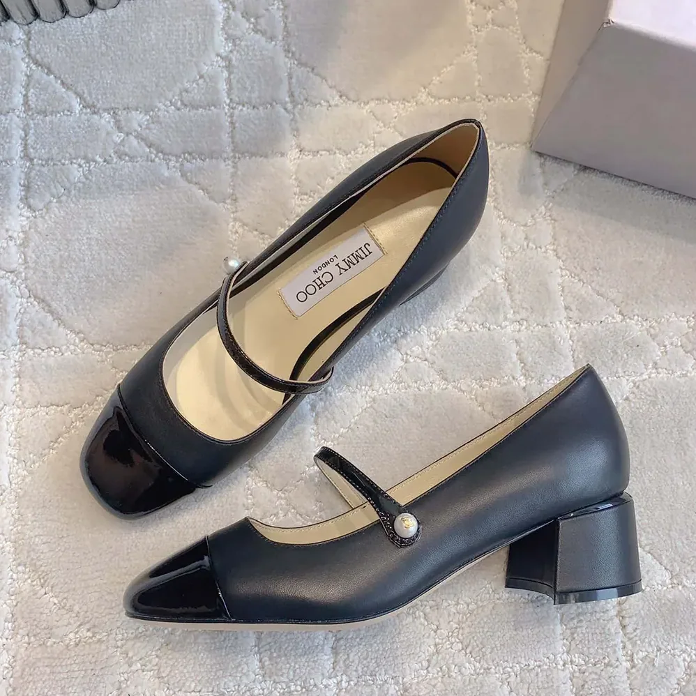 Jimmy Choo Elisa 45 Black Nappa and Patent Leather Pumps for Women Jimmy Choo Elisa 45 Black Nappa and Patent Leather Pumps for Women