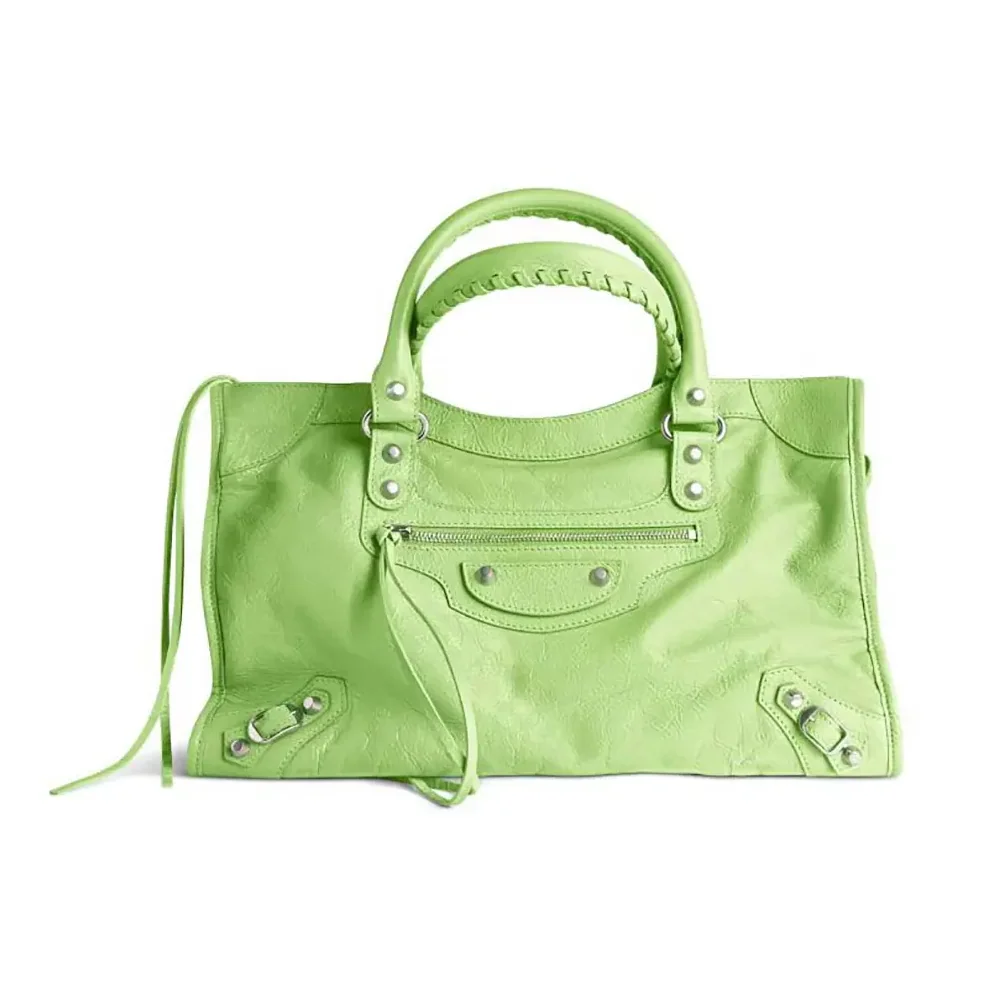 Balenciaga Le City Medium Bag in Green Arena Lambskin for Women Balenciaga Le City Medium Bag in Green Arena Lambskin for Women