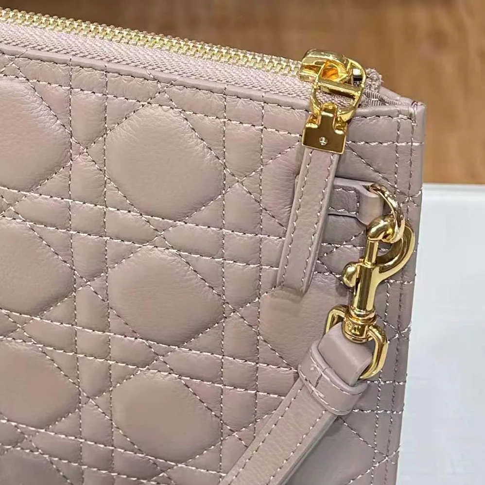Dior Large Dior Caro Daily Pouch Cannage Calfskin for Women in Sandy