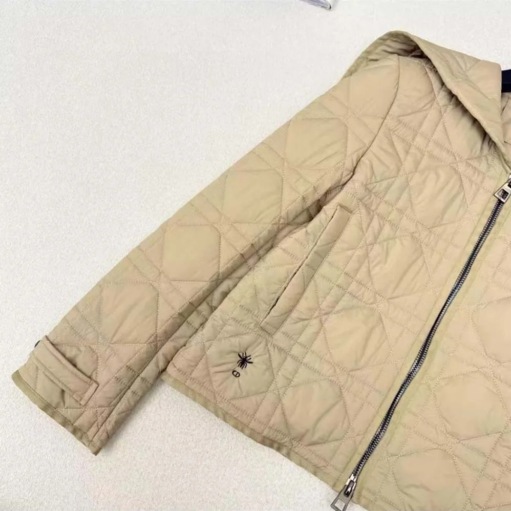 Dior Macrocannage Bomber Jacket Beige Quilted Technical Taffeta for Women