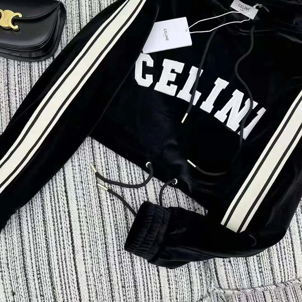 Celine Cropped Hoodie in Velvet Jersey for Women Celine Cropped Hoodie in Velvet Jersey for Women