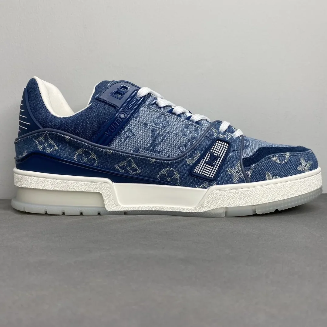 Louis Vuitton Trainer Sneaker Rubber Monogram Denim Blue Virgil Abloh