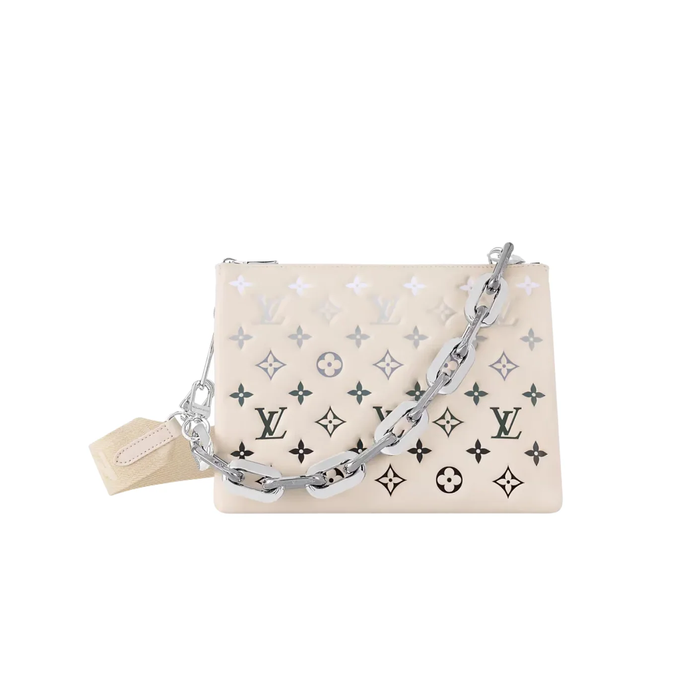 Louis Vuitton Coussin PM Shoulder Bag in Cream/Gray Silver Hardware Louis Vuitton Coussin PM Shoulder Bag in Cream/Gray Silver Hardware