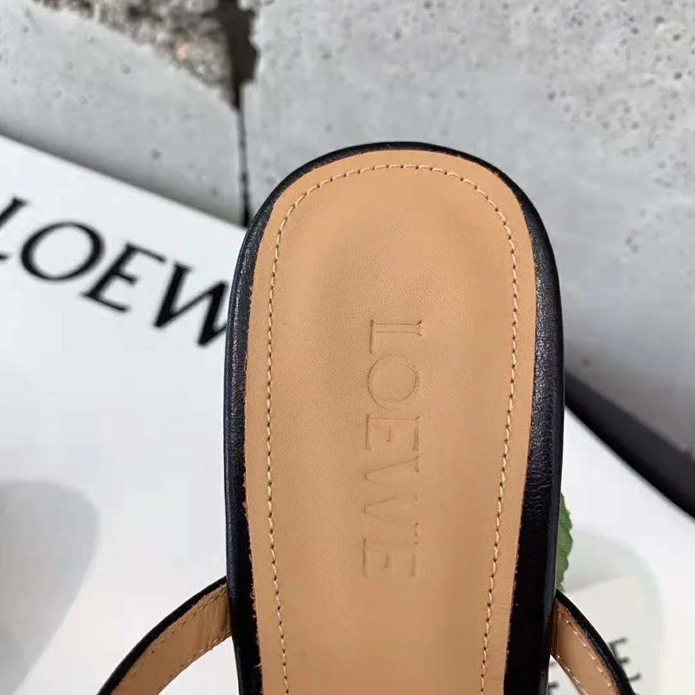 Loewe Rose Heel Sandal in Goatskin 10cm Heel Height for Women in Black