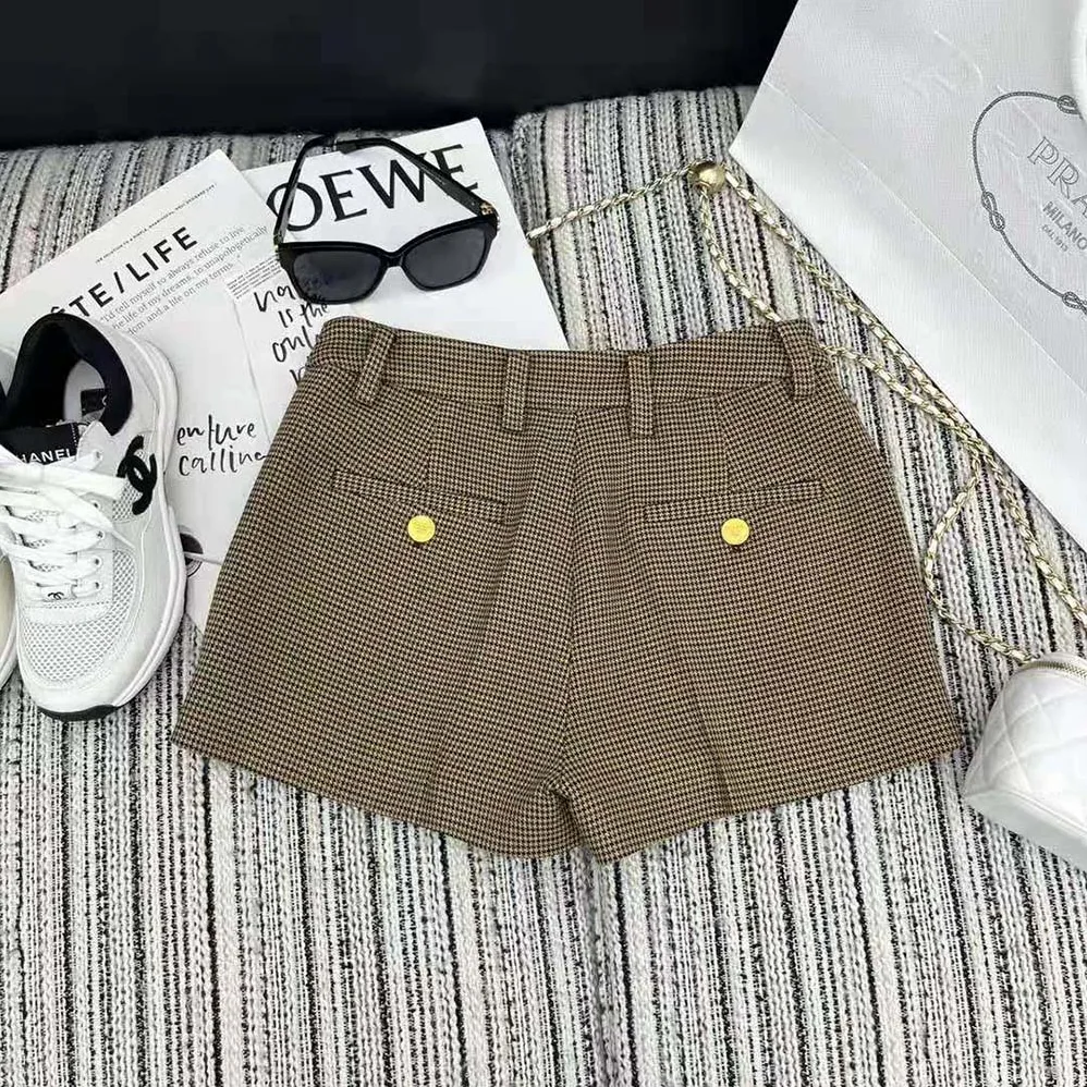 Prada Houndstooth Check Shorts for Women Prada Houndstooth Check Shorts for Women