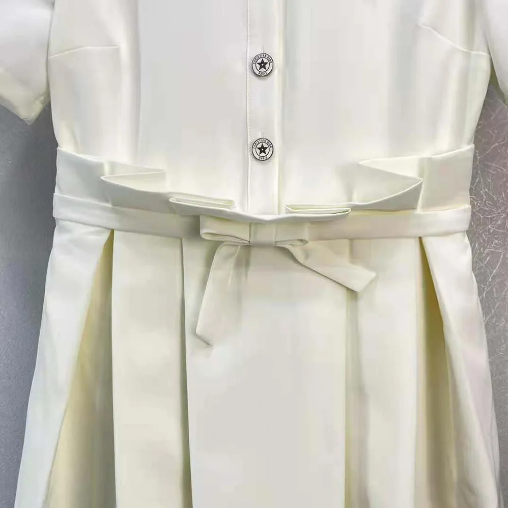 Dior Short Flared Dress White Wool and Silk for Women Dior Short Flared Dress White Wool and Silk for Women