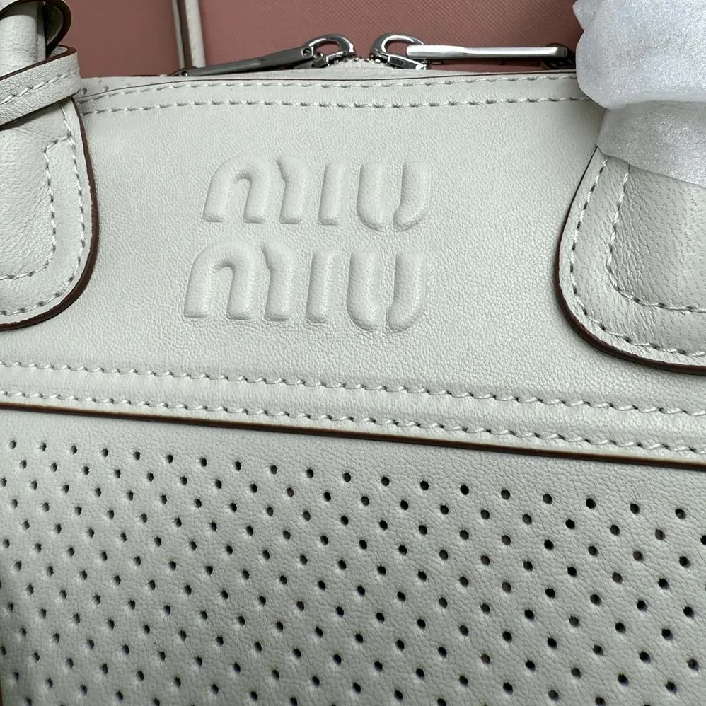 Miu Miu Vivant Leather Bag Chalk White for Women