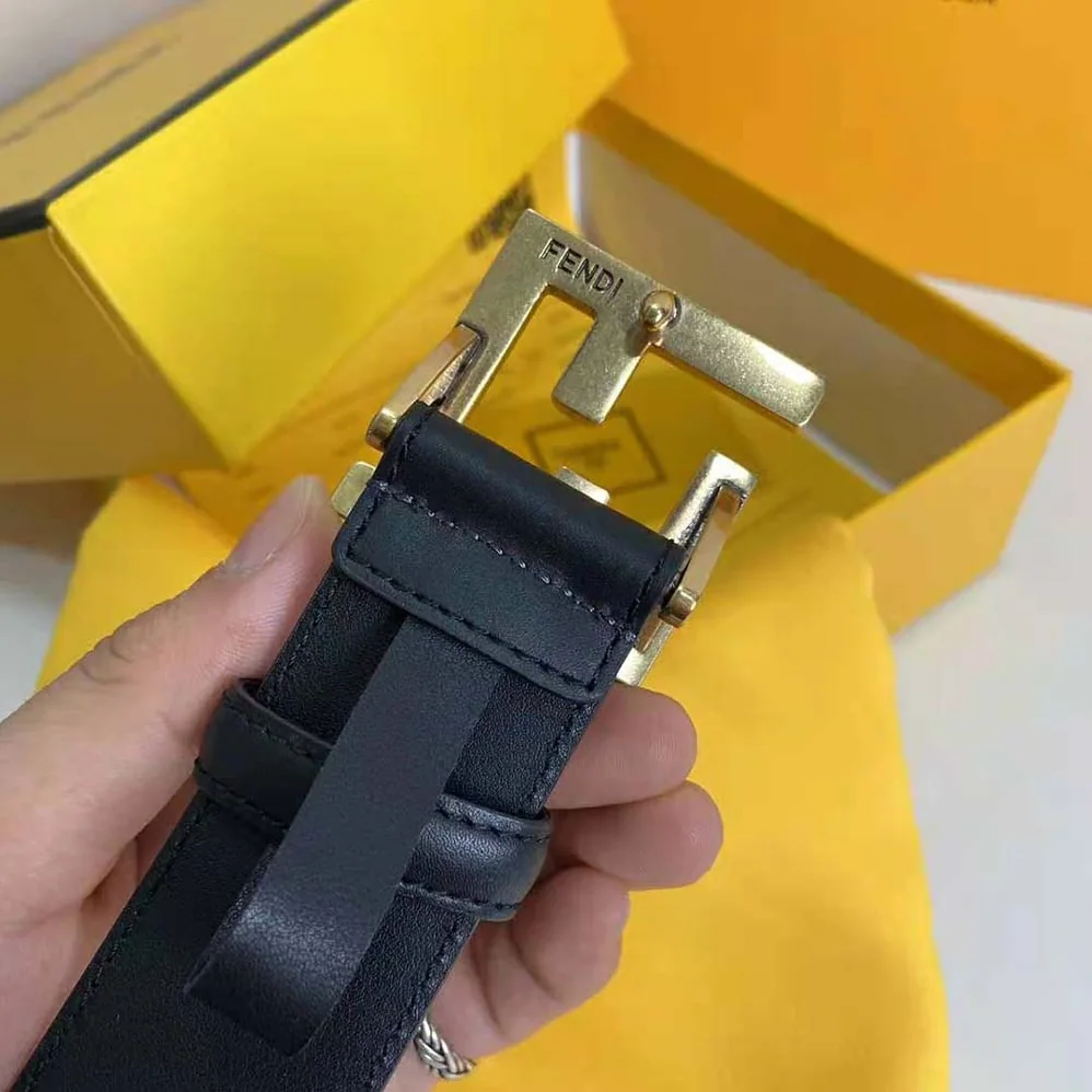 Fendi Belt with Loop and FF Stud Buckle for Women in Black Fendi Belt with Loop and FF Stud Buckle for Women in Black
