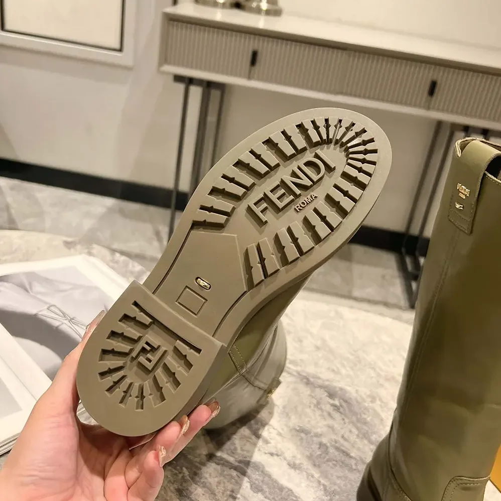 Fendi Fendi Filo Green Leather Boots for Women Fendi Fendi Filo Green Leather Boots for Women