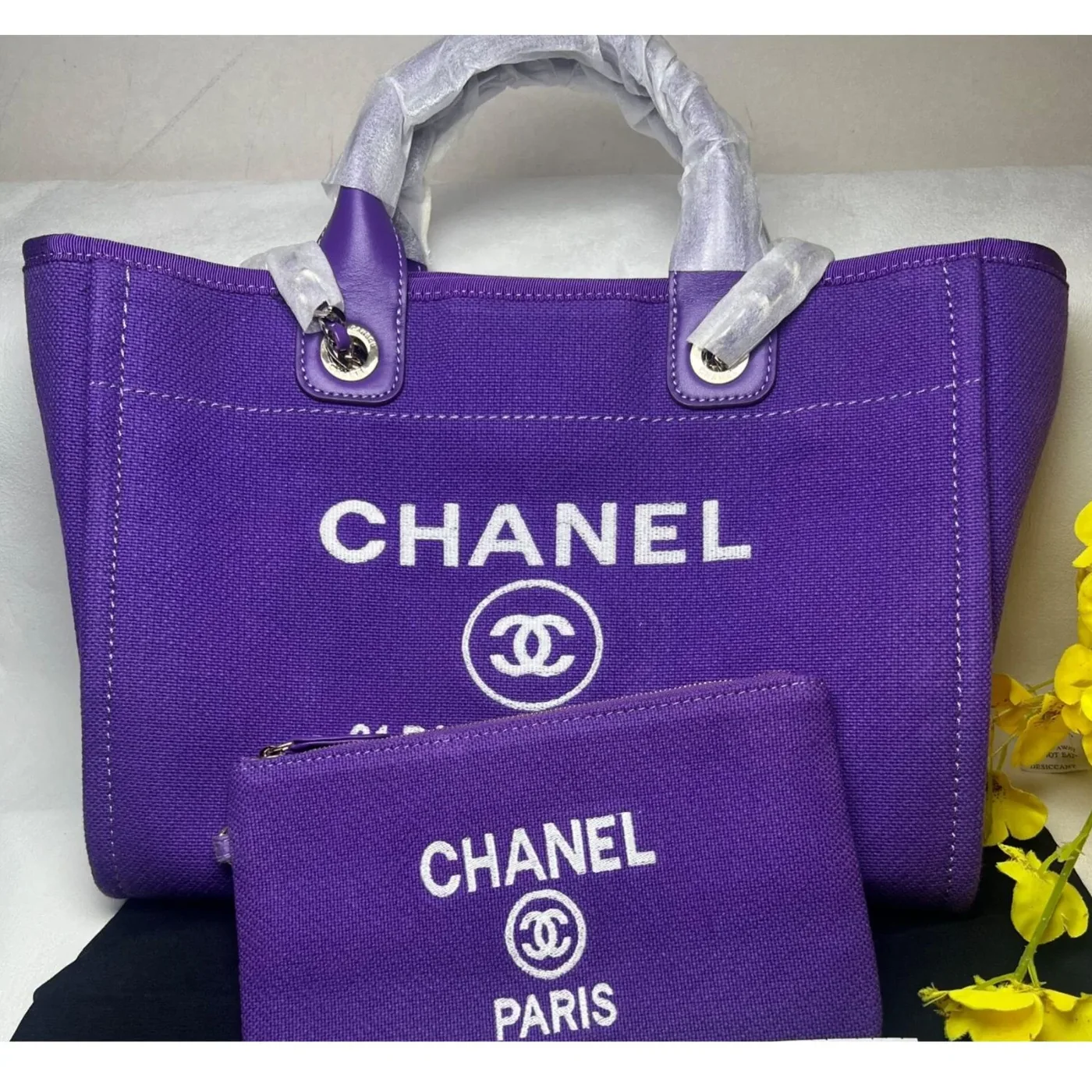 Chanel Deauville Tote Bag Pouch Purple /