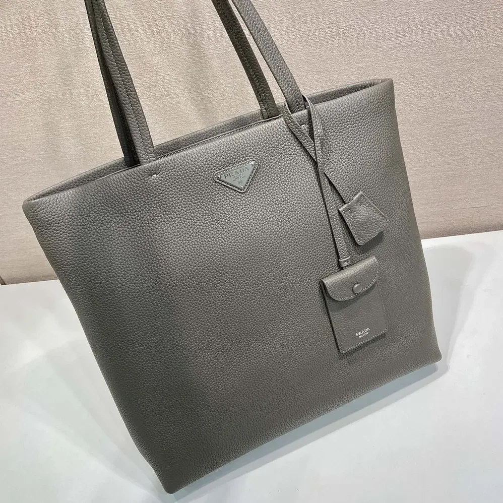 Prada Leather Tote for Unisex in Bamboo Gray